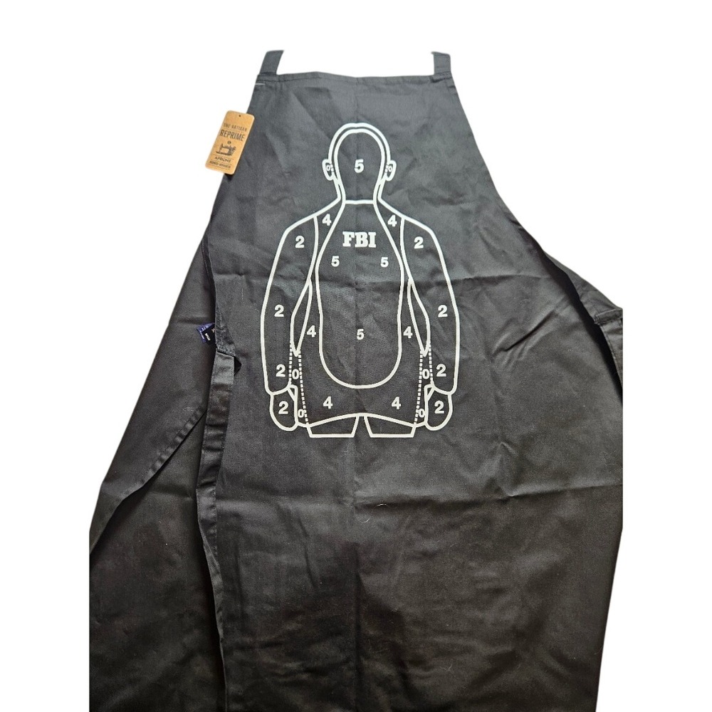 Reprime Artisan Collection FBI Target Bib Apron Black RP150 Novelty Workwear NWT